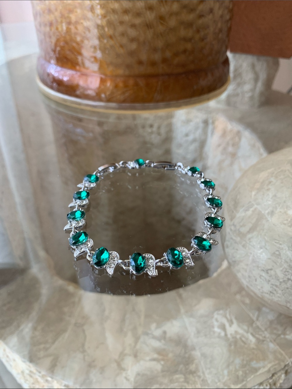 Emerald Green Crystal Tennis Bracelet